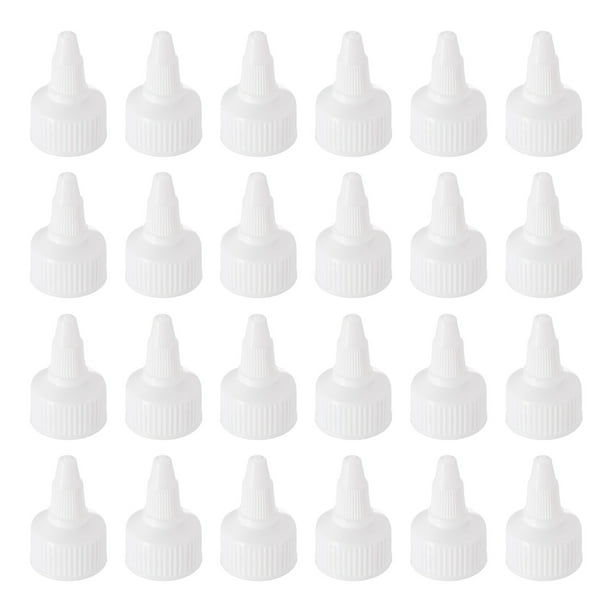 24 Piezas Tapas de Tornillo, Botellas de Plástico de 24/410 para Dispensar Pegamento Tapas de Dispensación Botellas de Pintura (Blanco)