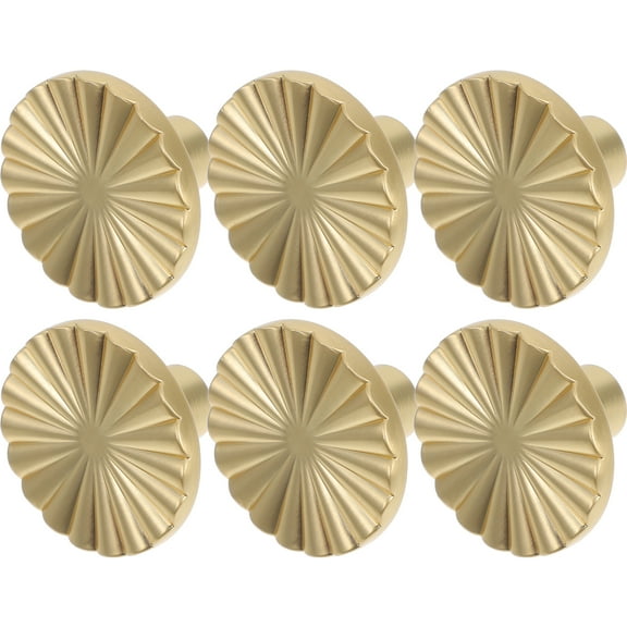Golden Cabinet Knobs Round Elegant Drawer Handles for Home Furniture Made of Zinc Alloy 6pcs