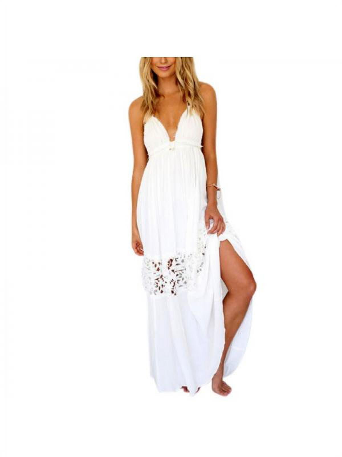 UK Womens Asymmetric Beach Holiday Party Loose Evening Ladies Lace Up Long Dress 