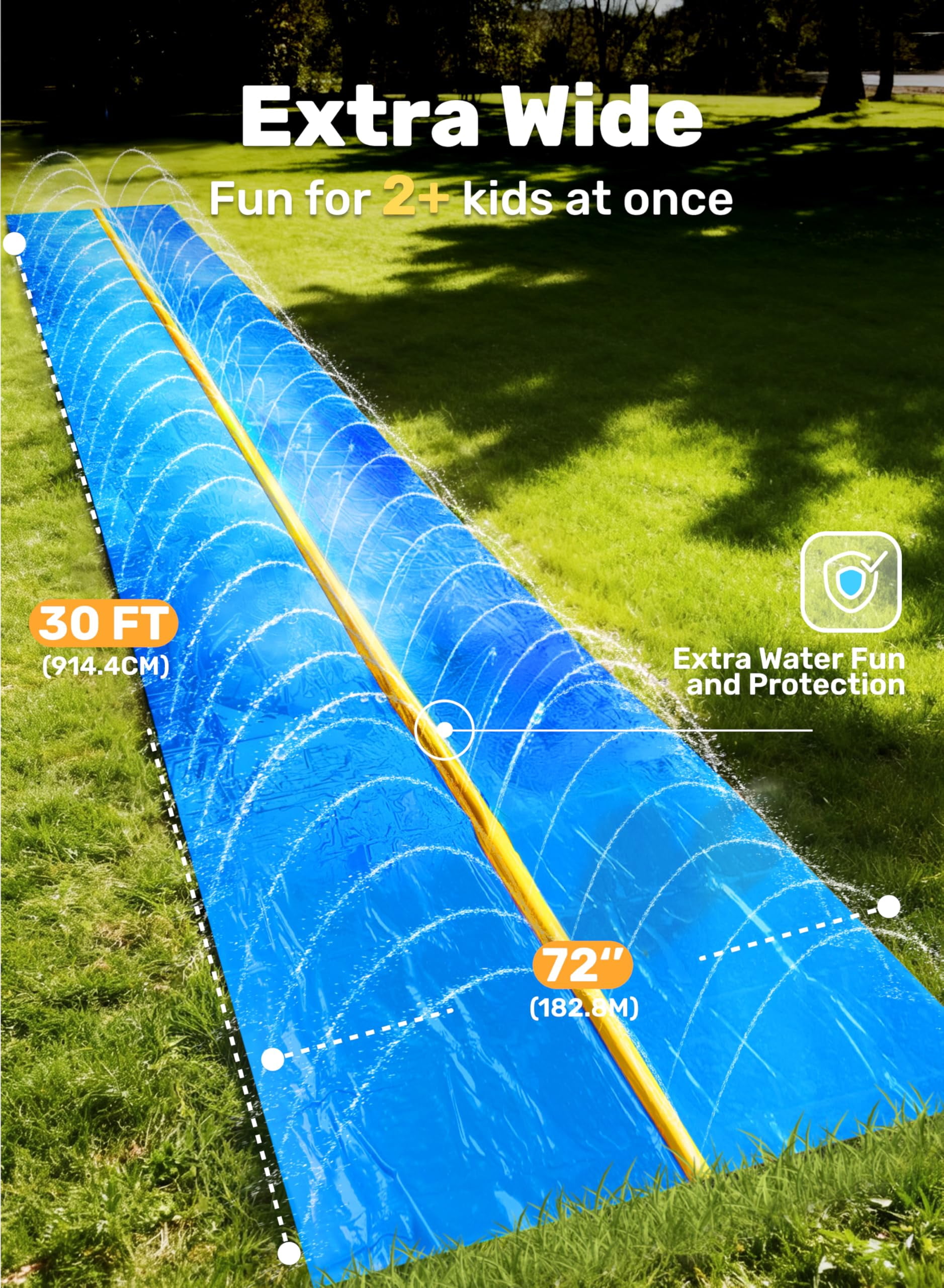 30ft x 6ft Lawn Water Slide with Built-in Sprinkler and Inflatable Boards