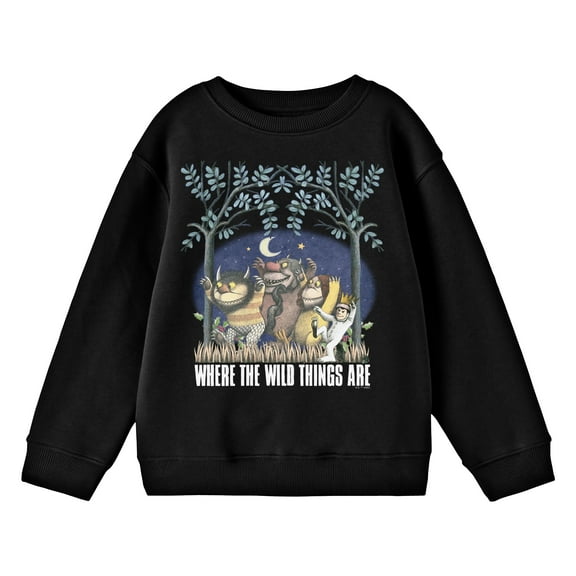 Where The Wild Things Are Max & Monsters Youth Black Crew Neck Long Sleeve Sweatshirt-Medium