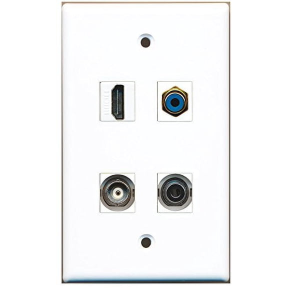 RiteAV - 1 Port HDMI 1 Port RCA Blue 1 Port 3.5mm 1 Port BNC Wall Plate