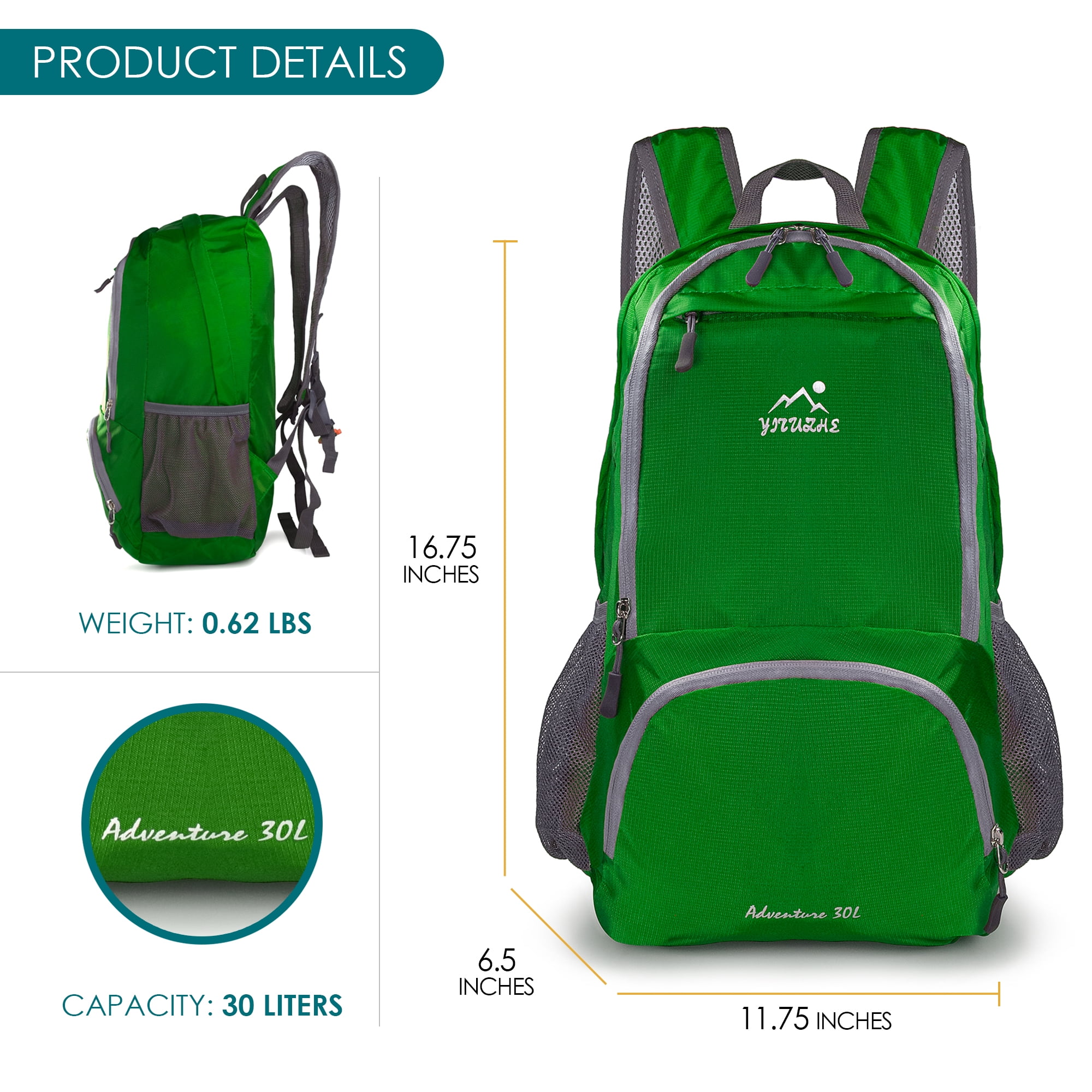 POKARLA 22L Durable Ultralight Packable Mochila Plegable Resistente al Agua Estudiante Senderismo Daypack Ni/ños Mochila peque/ña Bolsillo Exterior Daypack Little Bag Unisex