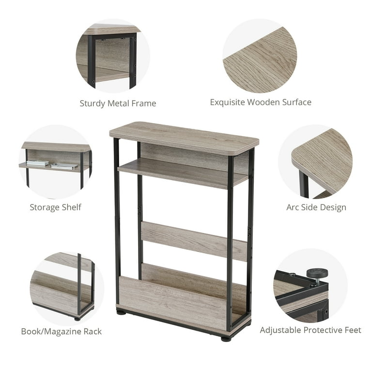 ZEXVIDA Indoor Modern Storage MDF Rectangular End Table, Oak