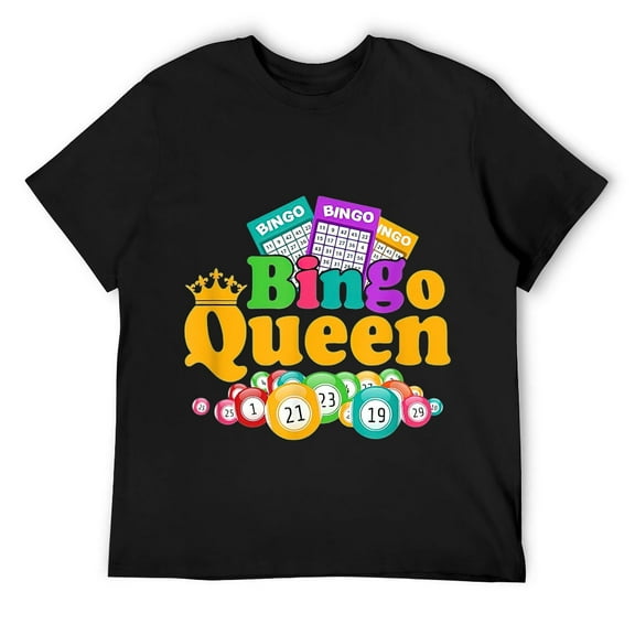Mens Bingo Queen Game Lover Gambler Gambling T-Shirt Black S