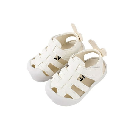 

Colisha Infant Crib Shoes Beach Flat Sandal First Walkers Sandals Walking Non-Slip Soft Sole White 8C