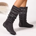 thumbnail image 2 of Women's Extra Wide Calf Knee High Slouchy Boots, Wide Width Tall Boots with Flat Heel Side Zipper Gray 8.5(41), 2 of 6
