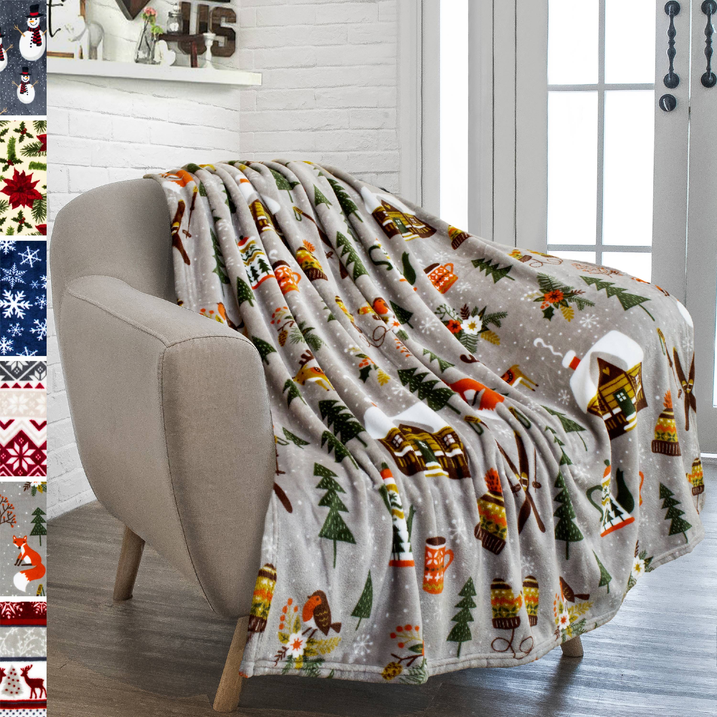 PAVILIA Christmas Throw Blanket  Holiday Festival Christmas Fleece Blanket  Soft, Plush, Warm 