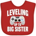 thumbnail image 3 of Inktastic Leveling Up to Big Sister Girls Baby Bib, 3 of 4
