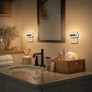 2-Pack Adjustable Light + Motion Sensor LED Night Lights, 3000K Warm, Plug-In with Button Control