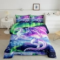 thumbnail image 2 of White Dragon Bed Comforter Set Queen Size,Ancient Wild Animal Super Soft Microfiber Bedding Set for Adults Men,Snow Moutain Aurora Decorative Comforter Set,3 Pcs, 2 of 6