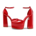 thumbnail image 4 of Tacones Plataforma Altos con Tacón Grueso para Mujer DREAM PAIRS Rojo 14 cm, 4 of 6
