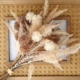 thumbnail image 2 of 6/12 piezas de flores artificiales de bola espinosa de plástico marrón, planta falsa para bricolaje, hogar, boda, sala de estar, jarrón barato, decoración, suministros de Navidad, 2 of 5
