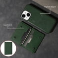 thumbnail image 5 of Detachable Wallet Case for iPhone 15 Card Slots Holder, Premium PU Leather Magnetic Cover Compatible with Mag-Safe, Shockproof Removable Flip Kickstand Protective Case, Green, 5 of 6