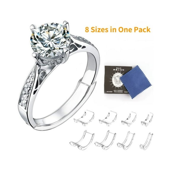 8-Piece Invisible Ring Adjuster Set – Assorted Size Ring Guards for a Secure & Comfortable Fit of Loose Rings TIKA