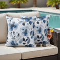 thumbnail image 5 of Spring Floral Pillow Covers 2 Pack Watercolor Dark Blue Flower Green Leaves Farmhouse Pillowcase Waterproof Outdoor Throw Pillow Cover for Patio Garden Square Cushion 16”x16”, 5 of 9