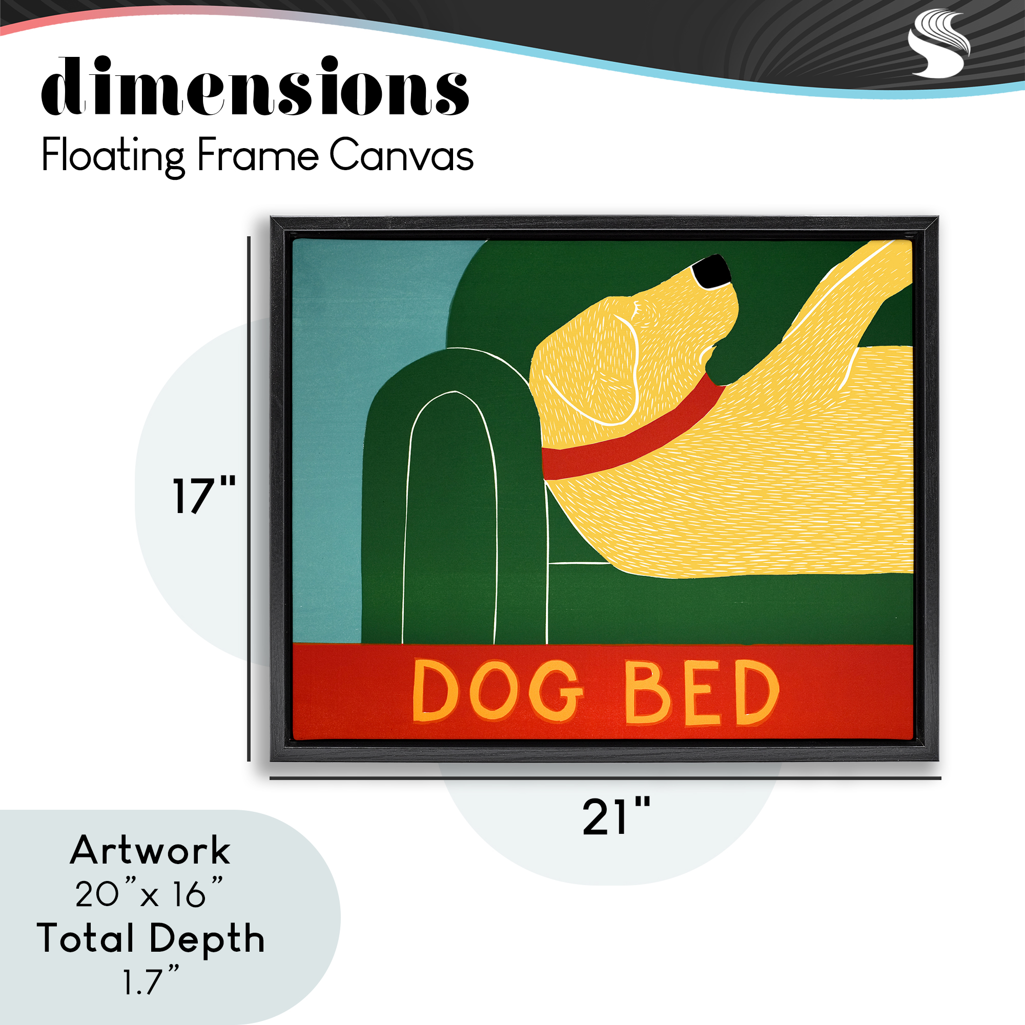 Dog Bed Labrador Black Framed Floater Canvas Wall Art, design by Stephen Huneck