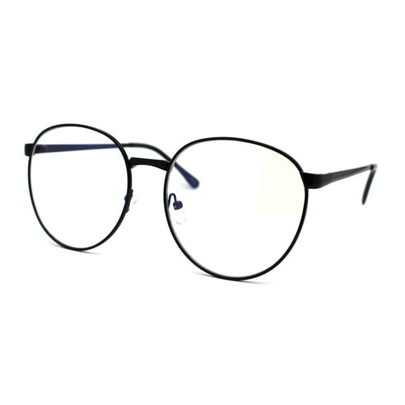 Womens 80s Nerdy School Girl Metal Blue Light Blocking Computer Glasses Black
