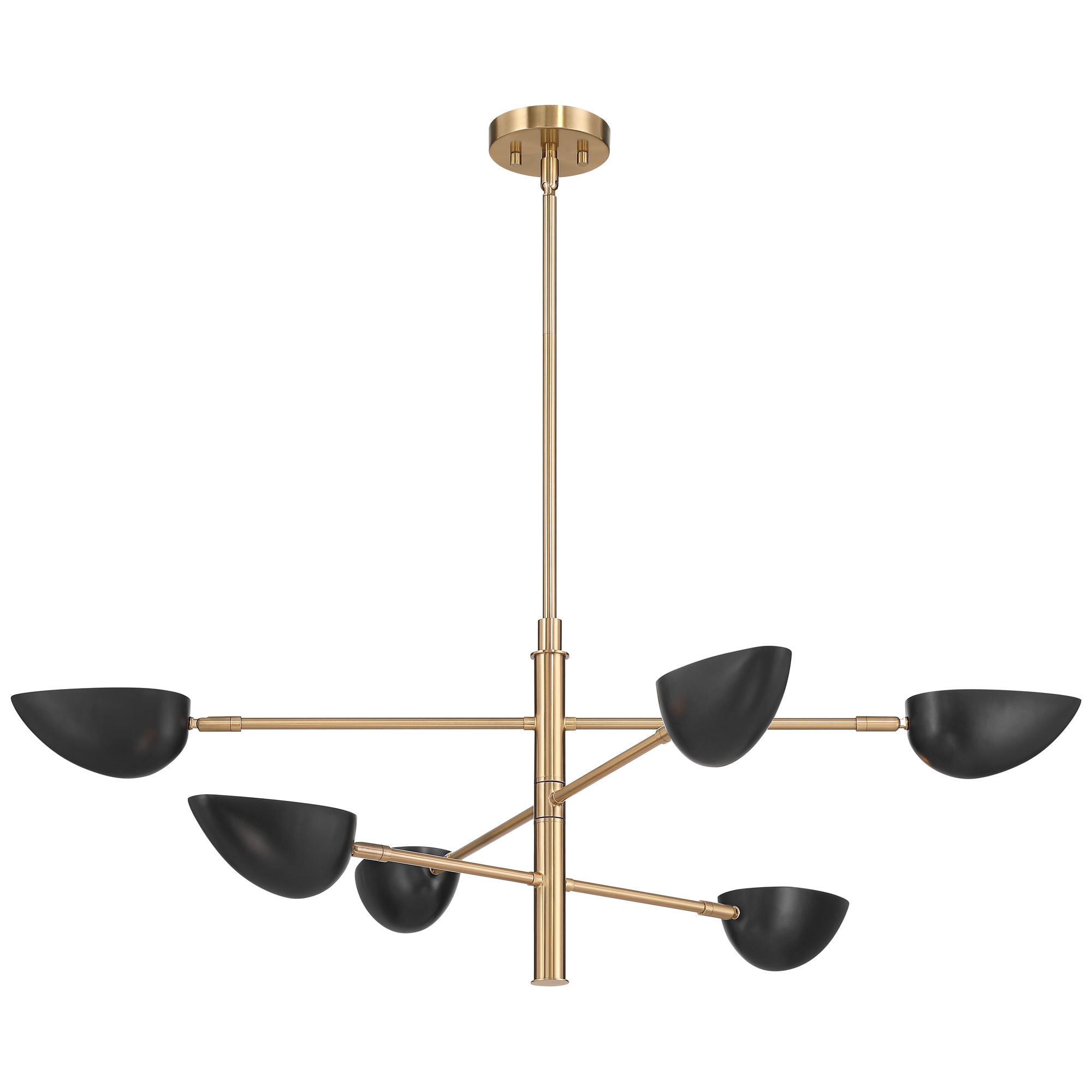 Possini Euro Design Atherton 42 1/2" Mid Century Modern Pendant Chandelier Ceiling Light Fixture Dining Room Sputnik 6-Light Black Warm Gold