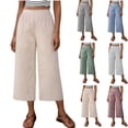 thumbnail image 2 of Capri Pants for Women Multi Colored Linen Cropped Trousers Extra Large Patch Pocket Cropped Trousers Cropped Trousers Size S-2XL, 2 of 9