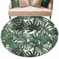 thumbnail image 2 of Green Palm Leaves Round Area Rug 7 FT, Non Slip Living Room Area Carpet, Summer Tropical Leaf Vintage Washable Soft Circular Rug Non-Shedding Floor Carpet for Bedside Office Play Room Classroom, 2 of 9