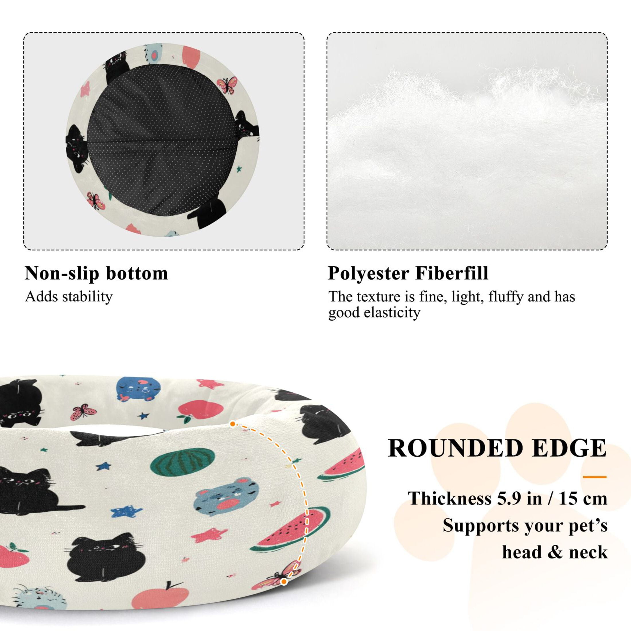 Iauyy Pet Couch Donut Cat Bed for Indoor Cats/Small Dogs Washable & Machine with Non-slip Bottom Calming Cat Furniture, Fresh Butterfly (XS)