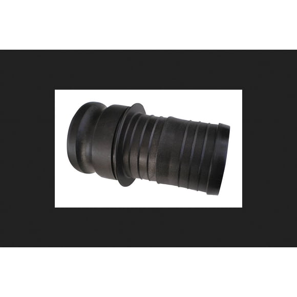 Adaptador de manguera PACER de polipropileno macho de 2 pulgadas de diámetro, negro