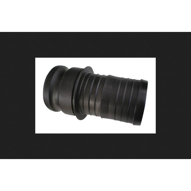 Adaptador de manguera PACER de polipropileno macho de 2 pulgadas de diámetro, negro