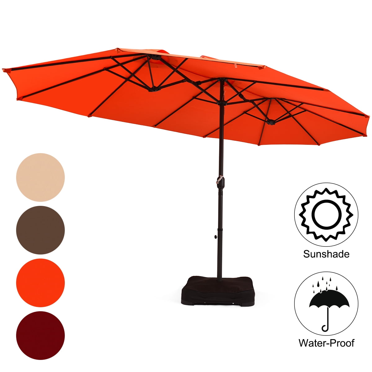Costway 15 Ft Patio Double Sided Umbrella Outdoor Market Umbrella