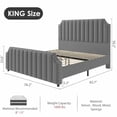 thumbnail image 2 of Velvet Bed Frame, 50.2" Tall Headboard & Footboard, Upholstered Platform Bed Frame with Nailhead Trim, No Box Spring Needed, Noise Free, Solid Wooden Slats, 2 of 8
