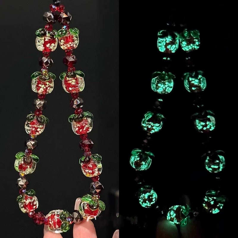 "Good Fortune" Persimmon Lanyard, Glowing Beaded Phone Chain for Women - Elegant & Unique Phone Lany