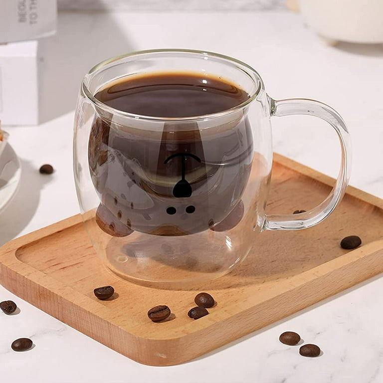 Cute Bear Mugs Set Of 2 Cute Bear Tea Cup Double Wall Glass Milk Coffee  Bear Mug With Handle Insulated Espresso Beer Cup Cute