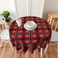 thumbnail image 4 of Christmas Red Plaid Round Tablecloth 60 Inch, Winter Snowflake Tablecloth, Washable Waterproof Wipeable Polyester Fabric, Farmhouse Checkered Table Cloth Cover for Holiday Party Kitchen Decor, 4 of 6