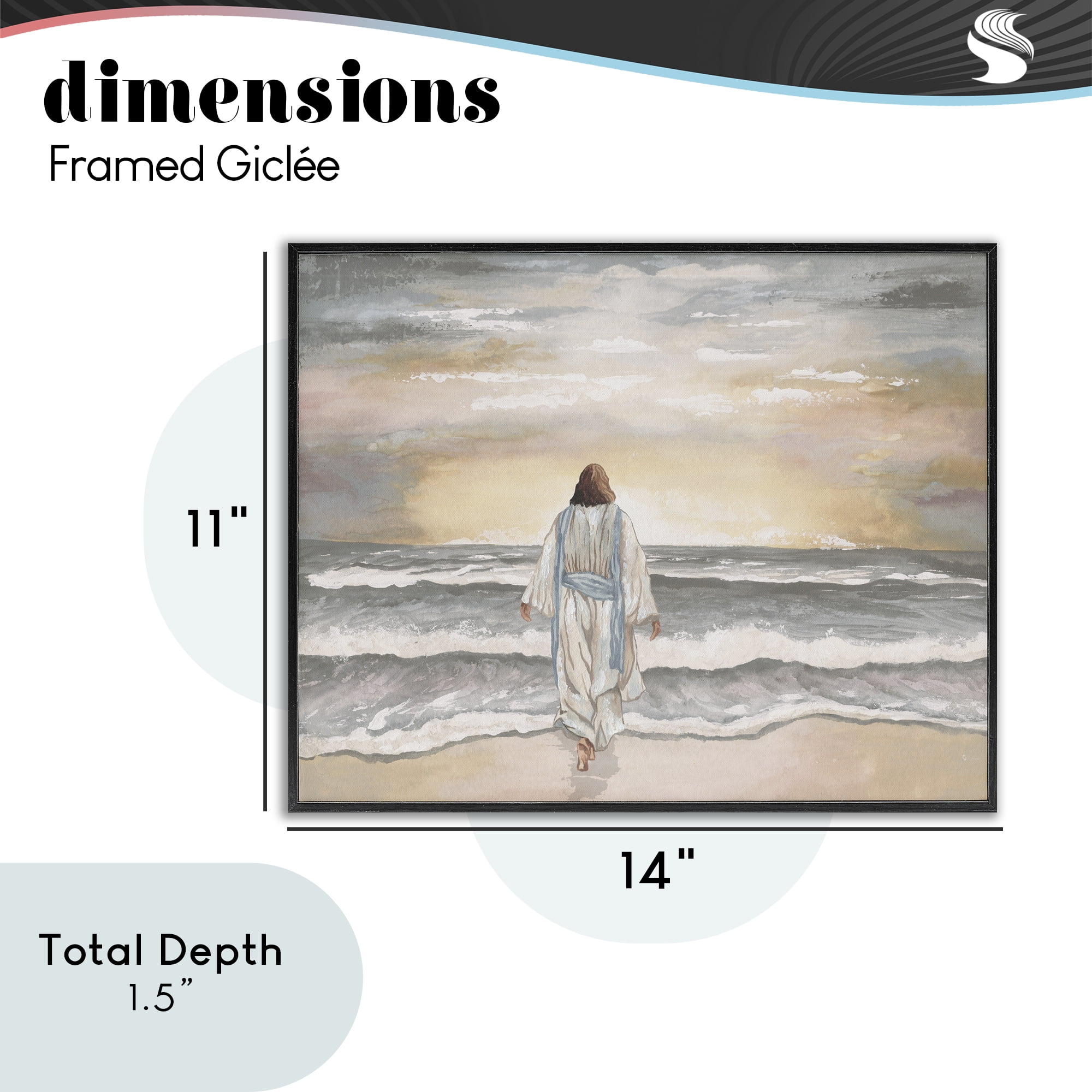 Stupell Industries Jesus Walks The Shore Black Framed Giclee Art, design by Elizabeth Medley