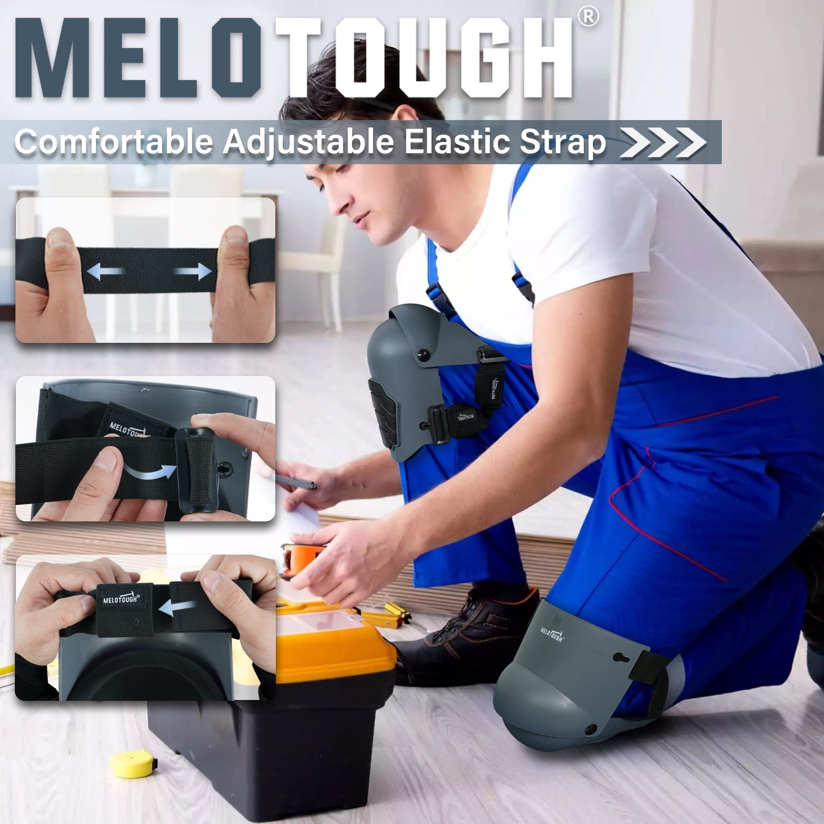 MELOTOUGH Knee Pads for Work,Construction,Flooring,Gardening-Comfortable and Flexible(Gray)