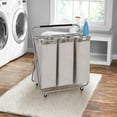 thumbnail image 1 of Mainstays trieur de linge à 3 bacs, chariot de tri de linge pour adulte, 3 sacs amovibles avec poignées pour une meilleure portabilité, 4 roulettes, dont 2 avec casiers, 1 of 10