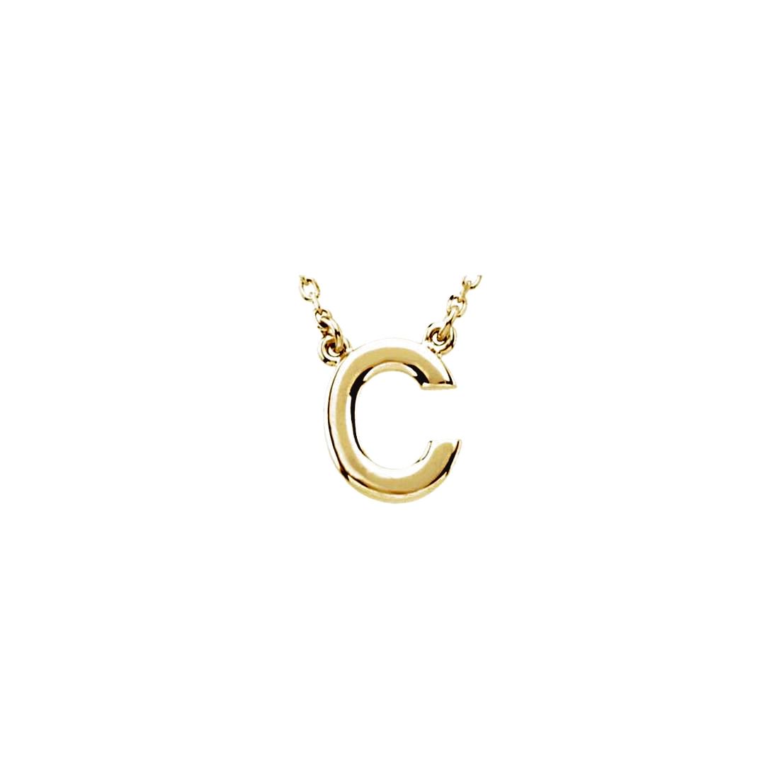 14k Yellow Gold Letter Name Personalized Monogram Initial C 16 Inch Polished Block Initial Necklace Pendant Necklace for