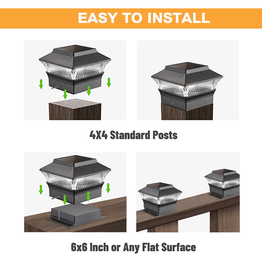 8 Pack Solar Post Cap Lights Outdoor, Waterproof LED for 4x4 Fence & Deck Posts