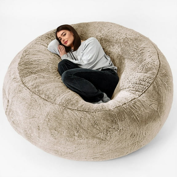 FYHALE Bean Bag Chairs for Kids, Large Circular Beanbag Chair, Fluffy Velvet Sofa Chair in Multiple Colors, Machine Washable Covers Durable 5.9ft