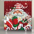 thumbnail image 5 of Cortina de ducha de Navidad con ganchos, cortina de baño de tela impermeable, decoración de baño de Navidad Feliz Sencillez, 5 of 5