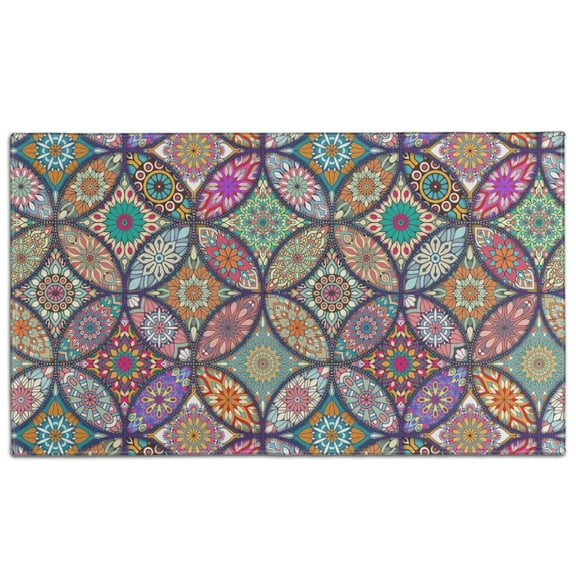 Yellow Floral Oval Pattern Door Rugs,Washable Non Slip Door Mats Indoor,Decorative Door Mats,Entry Mat Indoor for Entrance,Bedroom,Kitchen,Bathroom,17"x30"