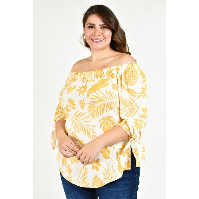 Blusa Roman Fashion Escote Campesino Talla Extra Beige 42