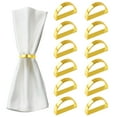 thumbnail image 1 of Juego de anillos de servilleta de oro de 12, hebillas de servilleta de oro de metal semicírculo, cena navideña, decoraciones de mesa de Pascua, decoración de mesa de Nochevieja, 1 of 4