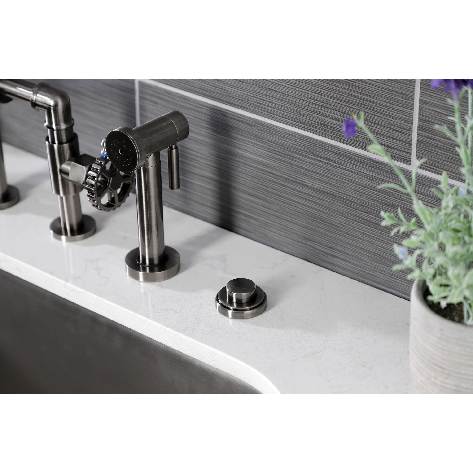 Kingston Brass KA21VN Trimscape Disposal Air Switch Button in Black Stainless