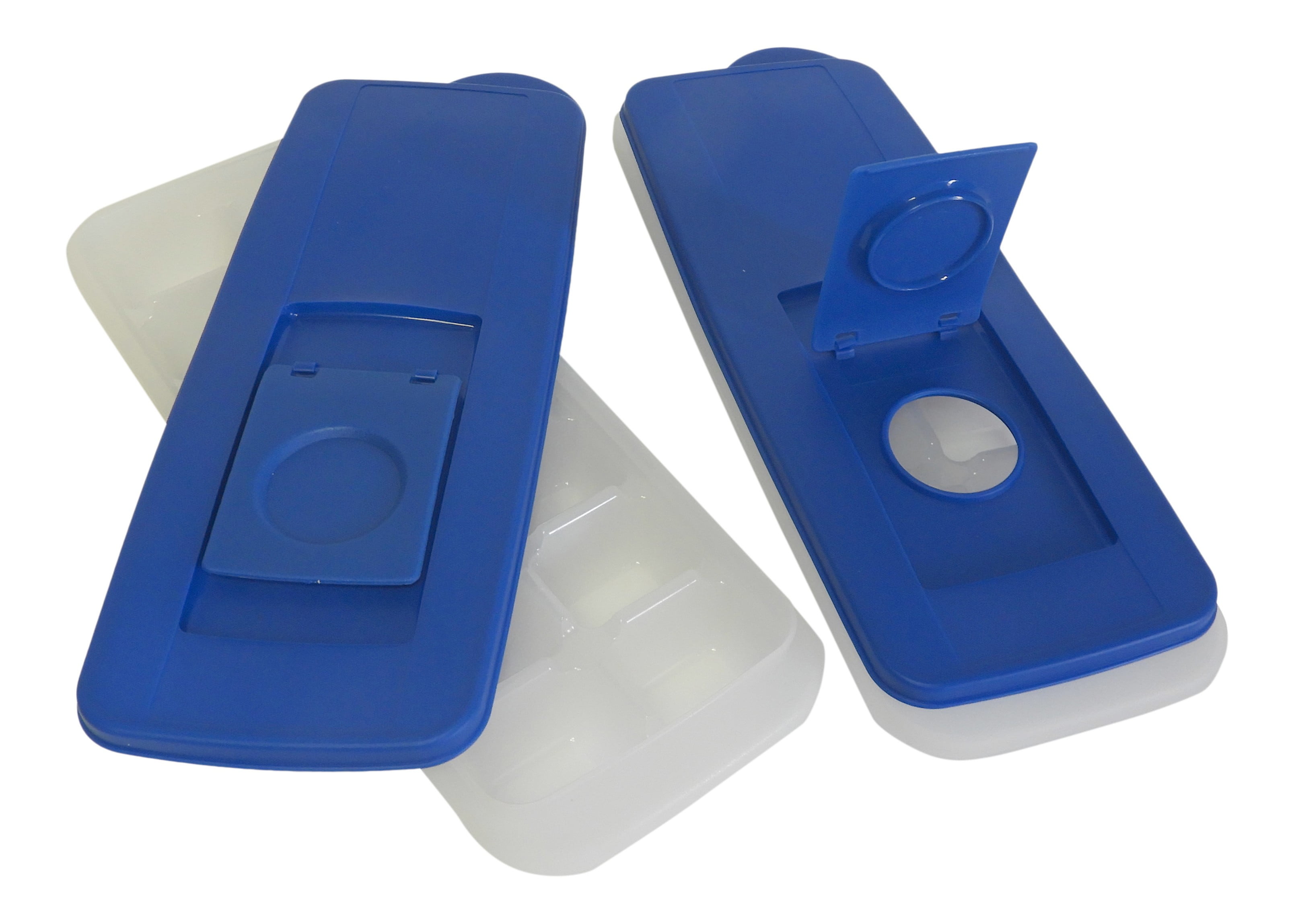 No Spill Ice Cube Tray with Removable Cover Blue Easy Release