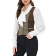 thumbnail image 4 of DARING DIVA Women's Vintage Waistcoat Vest Plaid Button Down Vests M Brown, 4 of 6