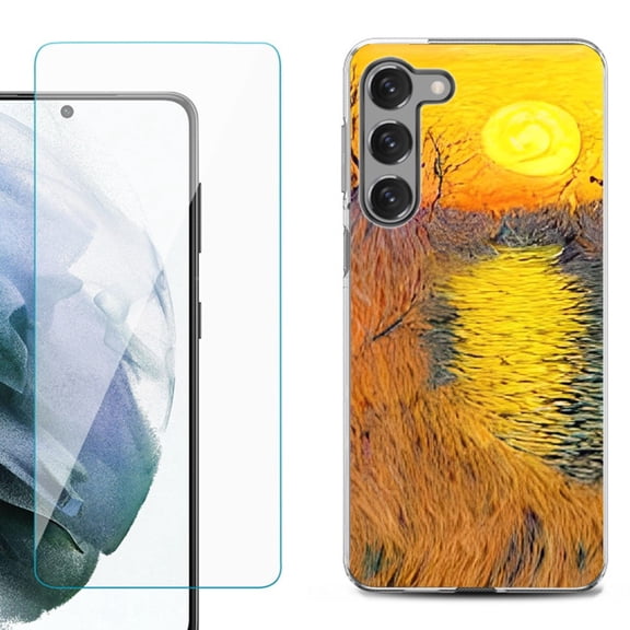 Shockproof Fashion Phone Case for Samsung Galaxy S23  / S23 Plus 5G, with Tempered Glass Screen Protector, by OneToughShield ® - Sunset