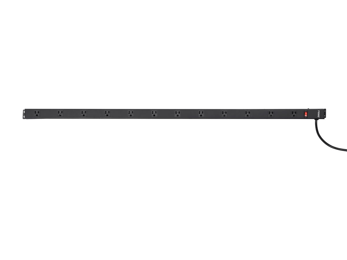 Prime PB800012 12 Outlet 4' Black Metal Power Strip W/6' Cord
