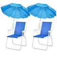 thumbnail image 2 of Zimtown 265lbs Capacity Beach Chair - Foldable with Detachable Umbrella, Lightweight Outdoor, Blue, 2 of 8