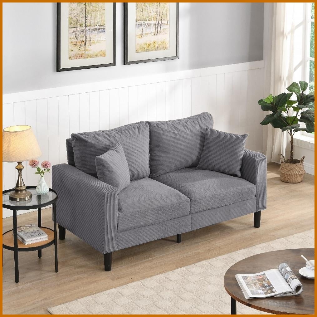Modern 57'' 2-Seat Loveseat Sofa with Solid Wood Frame - High Resilience Foam, Light Gray - Perfect for Small Spaces